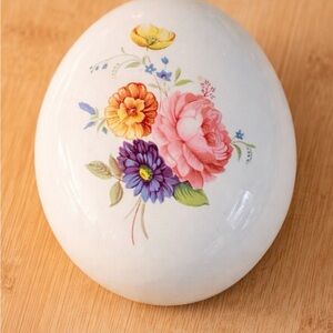 Vintage Johnson Bros Ironstone Floral Oval Trinket Box